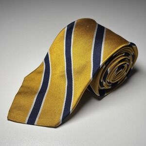 Brooks Brothers Striped Repp Tie Yellow Navy Silk Necktie Vintage